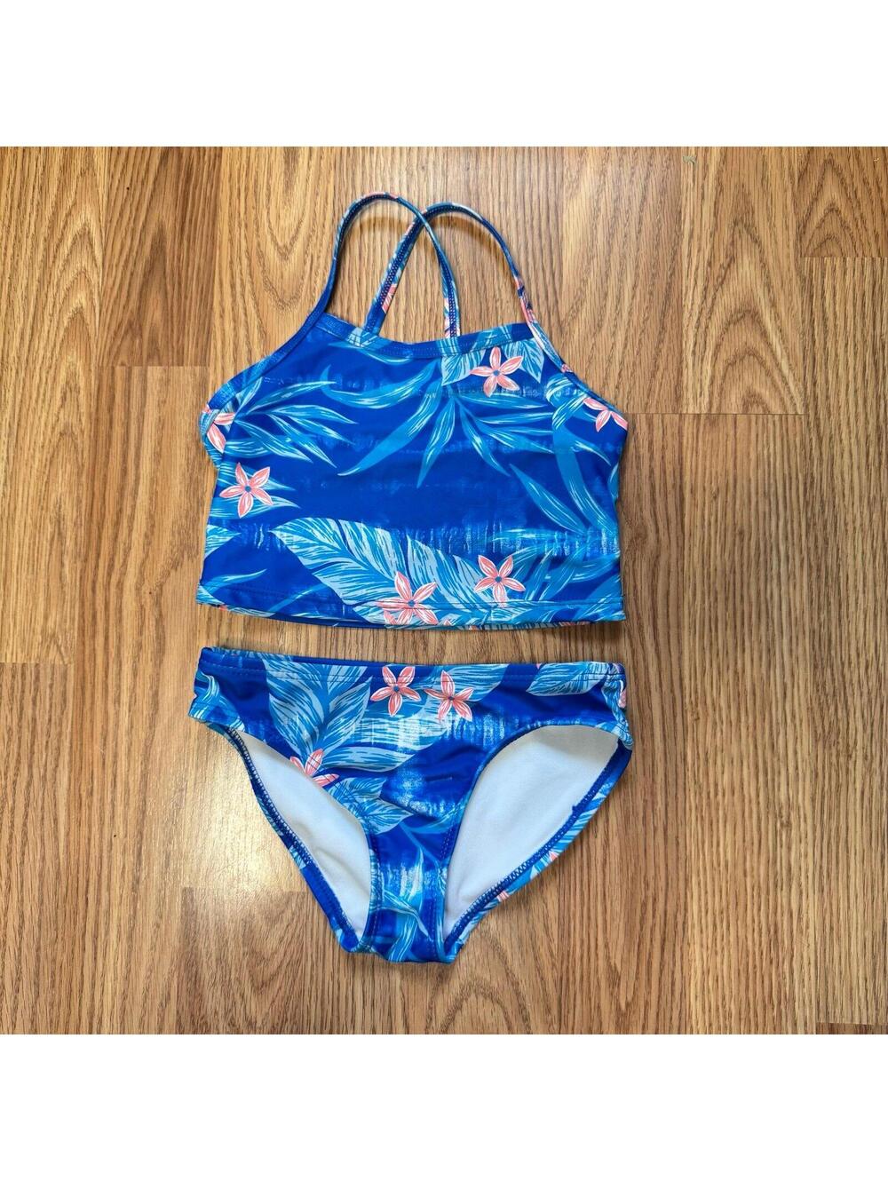 Carter's 2 piece tropical floral print longline bikini swimsuit